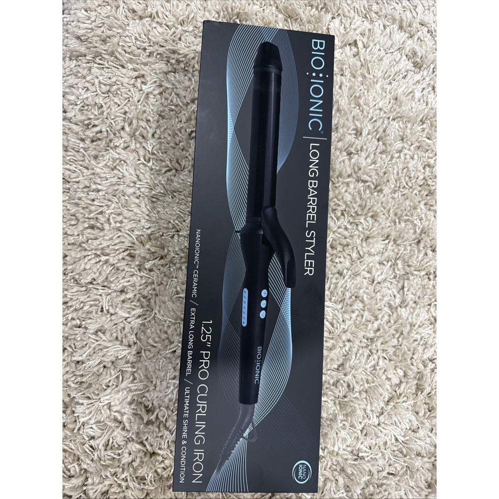 Bio Ionic Long Barrel Styler 1.5" Pro Ceramic Curling Iron Black - New Open Box